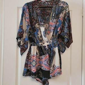 Kimono Style Playsuit W/Elastic Waist M/L